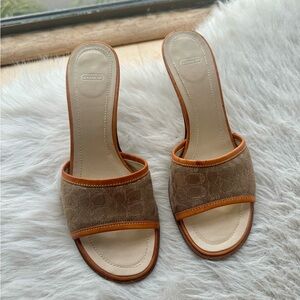 Coach Tan and Brown Women's Kitten Heels